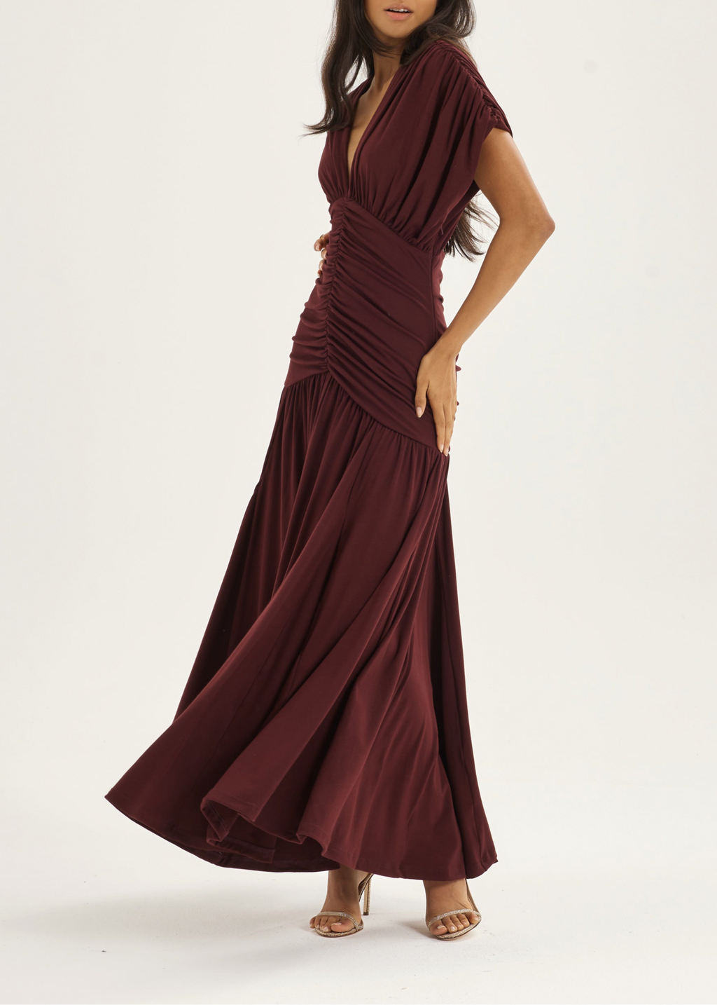 Alaina Ruched Panel Dream Dress | Merlot