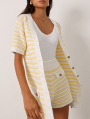 Marcia Resort Stripe Shorts |  Pastel Lemon/White