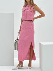 Selina Pearl Button Down Top | Orchid Pink