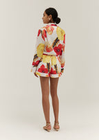 Rio Tropical Linen Day Shirt | White/Red