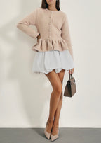 Aurora Peplum Soft Knit Cardigan | Cafe Au Lait