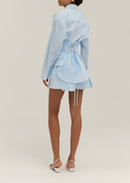 Reena Tie Back Cinch Waist Shirt | Pastel Blue