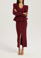 Anastasia Pointelle Knit Skirt  | Merlot