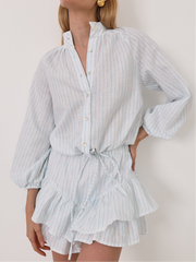Allisa Spring Stripe Shirt | White/Aqua
