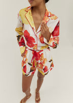 Rio Tropical Linen Day Shirt | White/Red