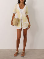 Marcia Resort Stripe Shorts |  Pastel Lemon/White