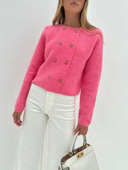 Harri Double Breasted Cardigan | Cosmo Pink