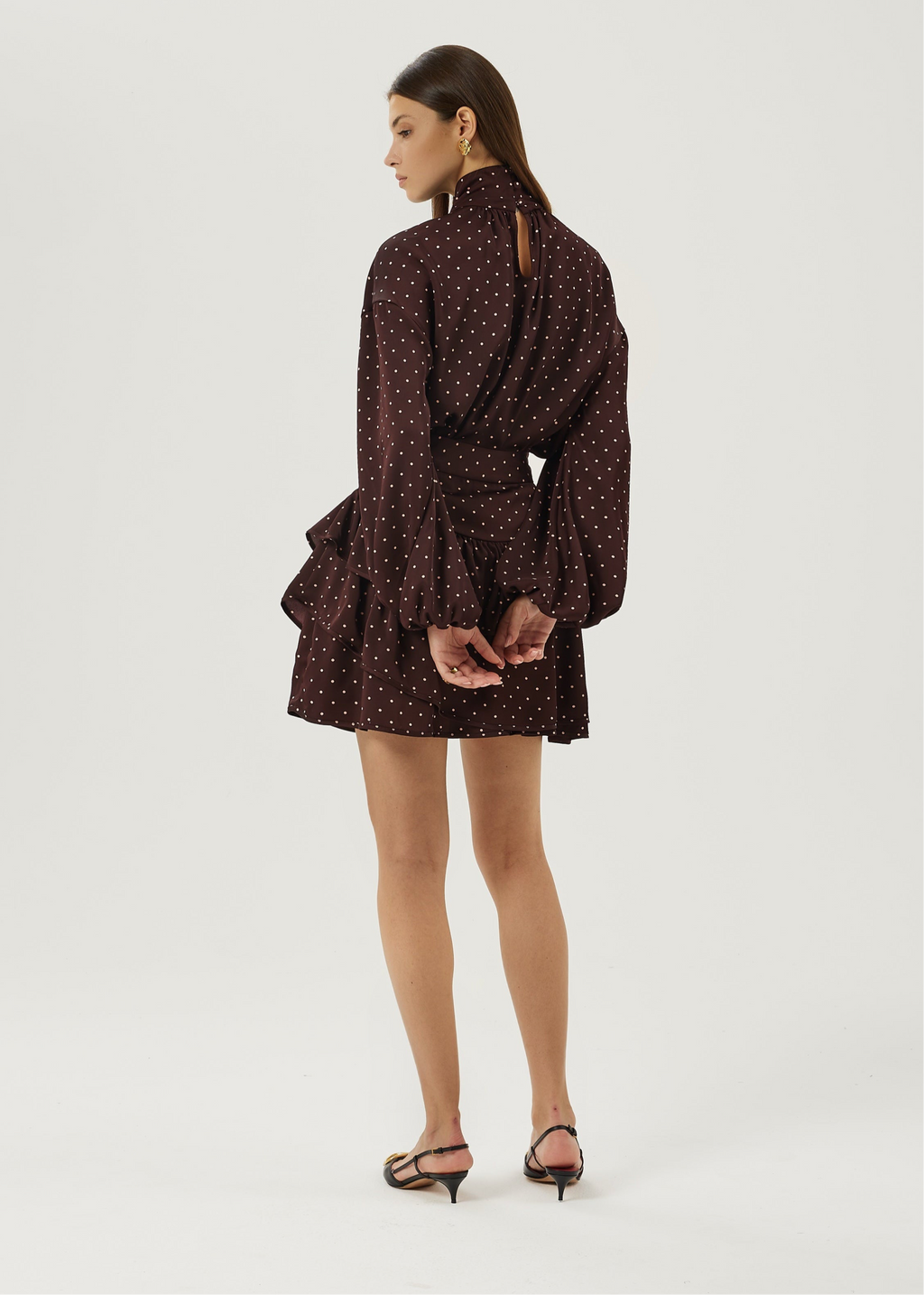 Anais Tiered Polka Vibe Skirt | Merlot