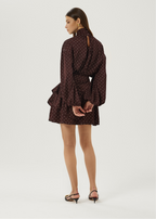 Anais Tiered Polka Vibe Skirt | Merlot