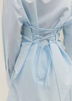 Reena Tie Back Cinch Waist Shirt | Pastel Blue