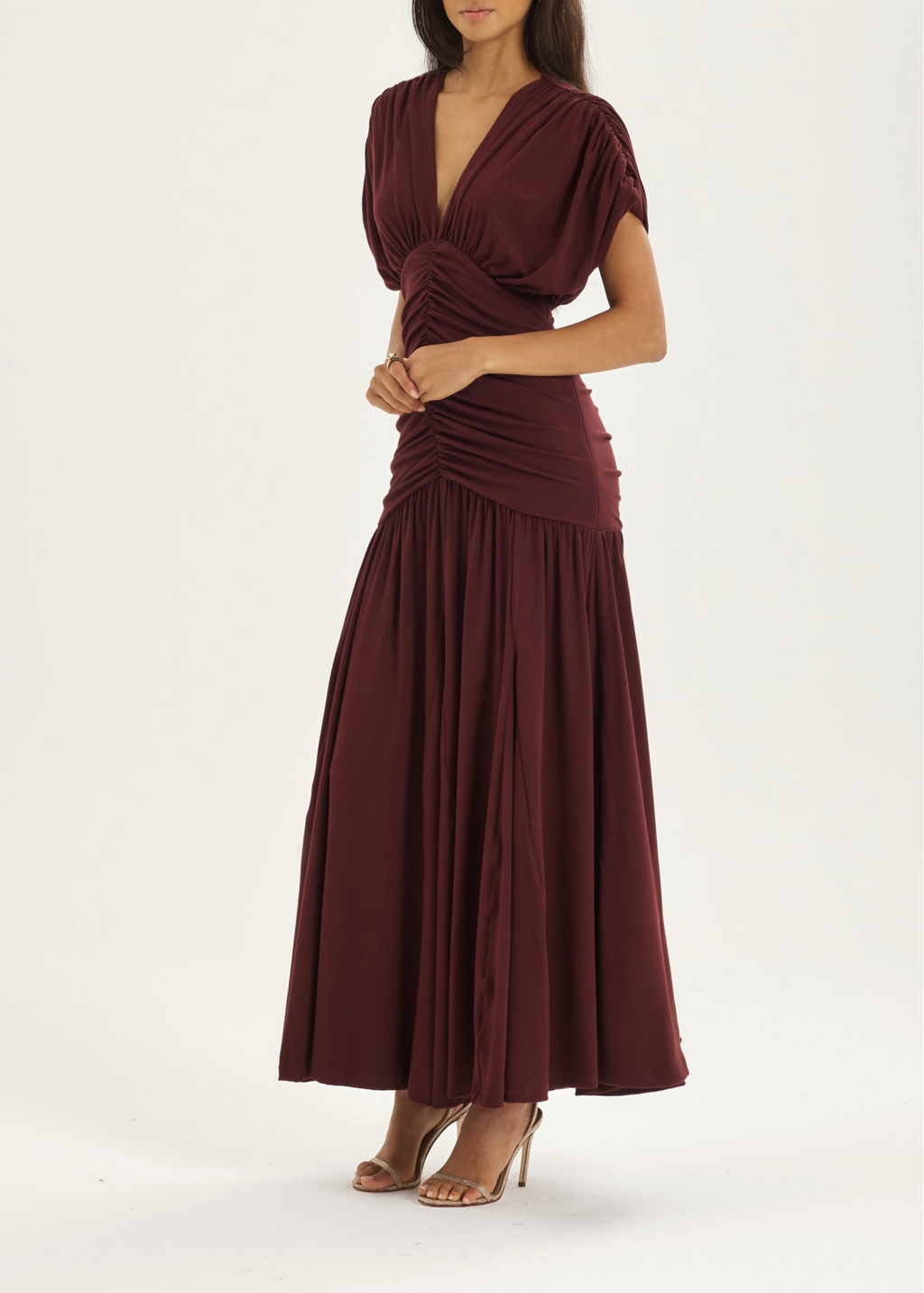 Alaina Ruched Panel Dream Dress | Merlot