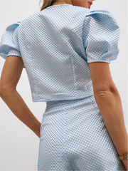 Gallinara Jacquard Dotted Top | Blue & White