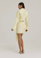 Jackie Stripe Tie Waist Shirt Dress | Lemon/White