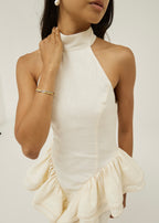 Rania Side Peplum Linen Dress | Cream