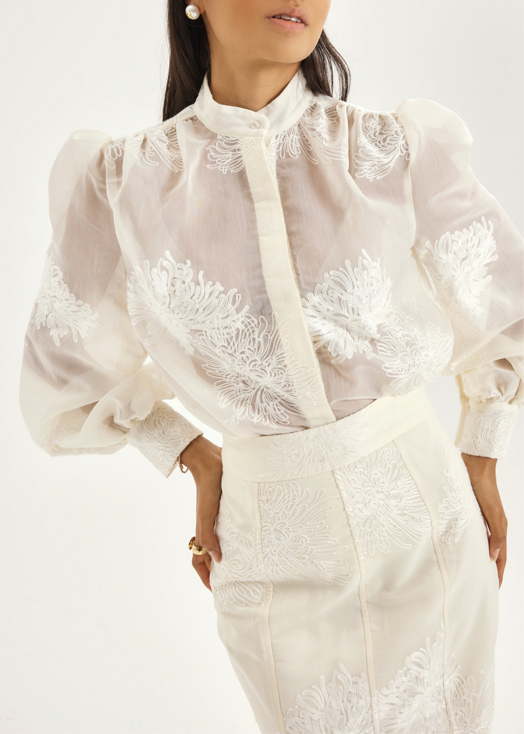 Sophia Embroidered Blouse | French Vanilla