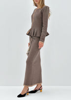 Vina Knitted Stripe Maxi Skirt | Coffee & Black