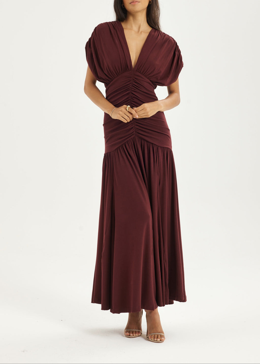 Alaina Ruched Panel Dream Dress | Merlot