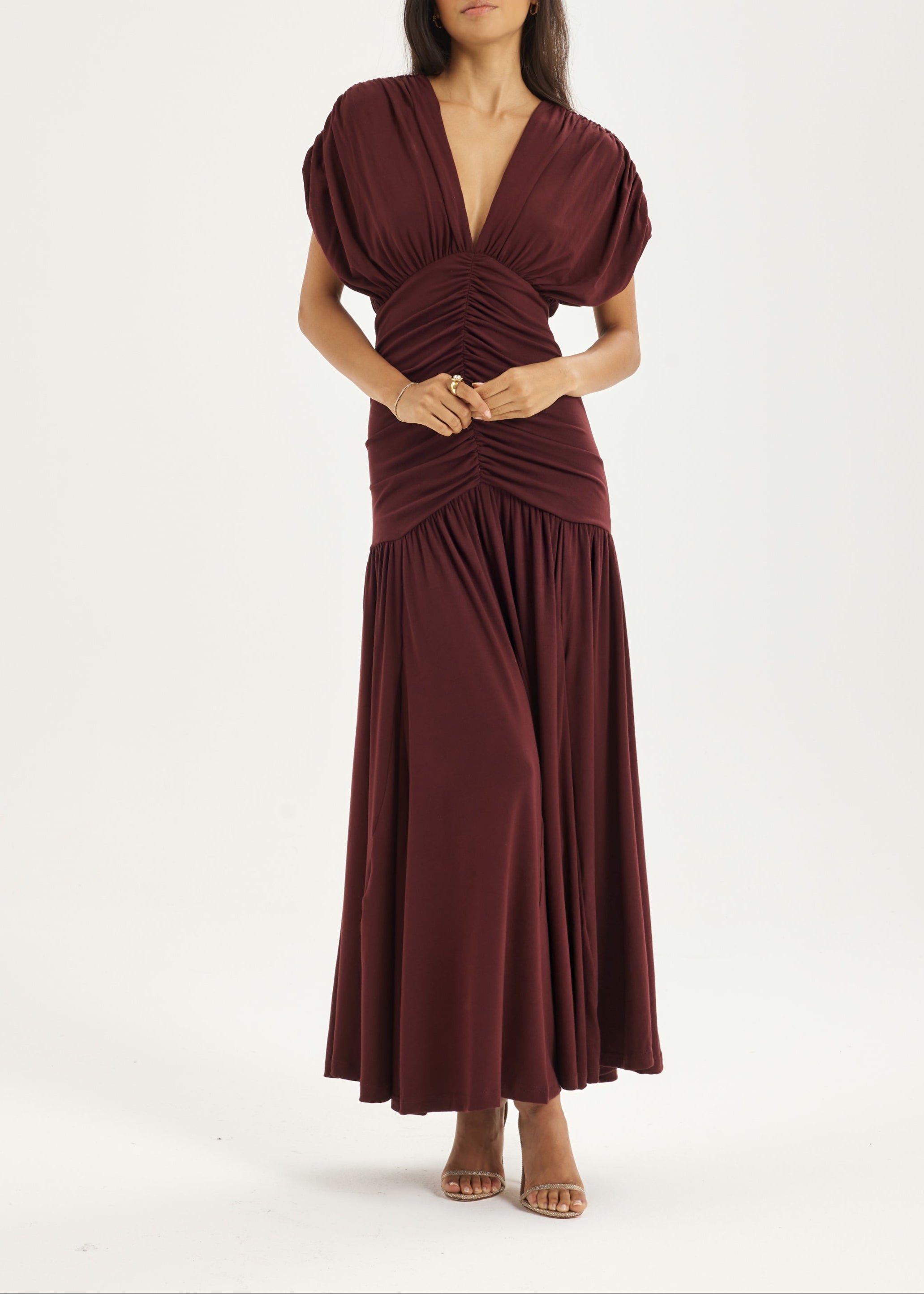 Alaina Ruched Panel Dream Dress | Merlot