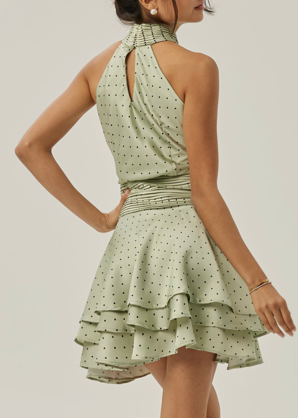 Alianna Polka Elevate Dress | Pistachio