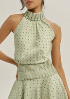 Alianna Polka Elevate Dress | Pistachio