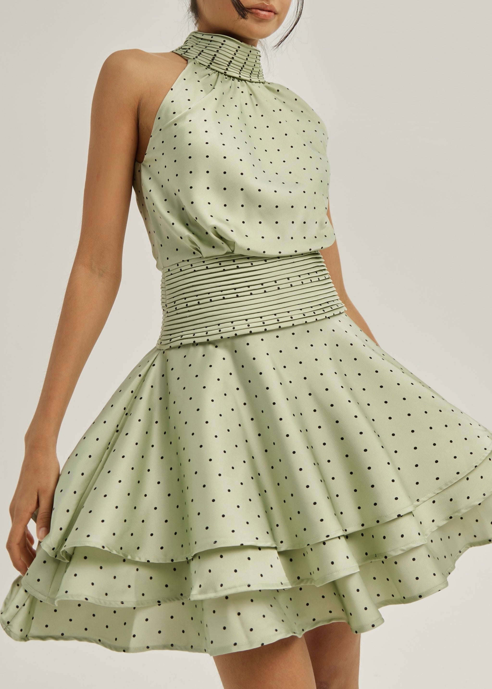 Alianna Polka Elevate Dress | Pistachio