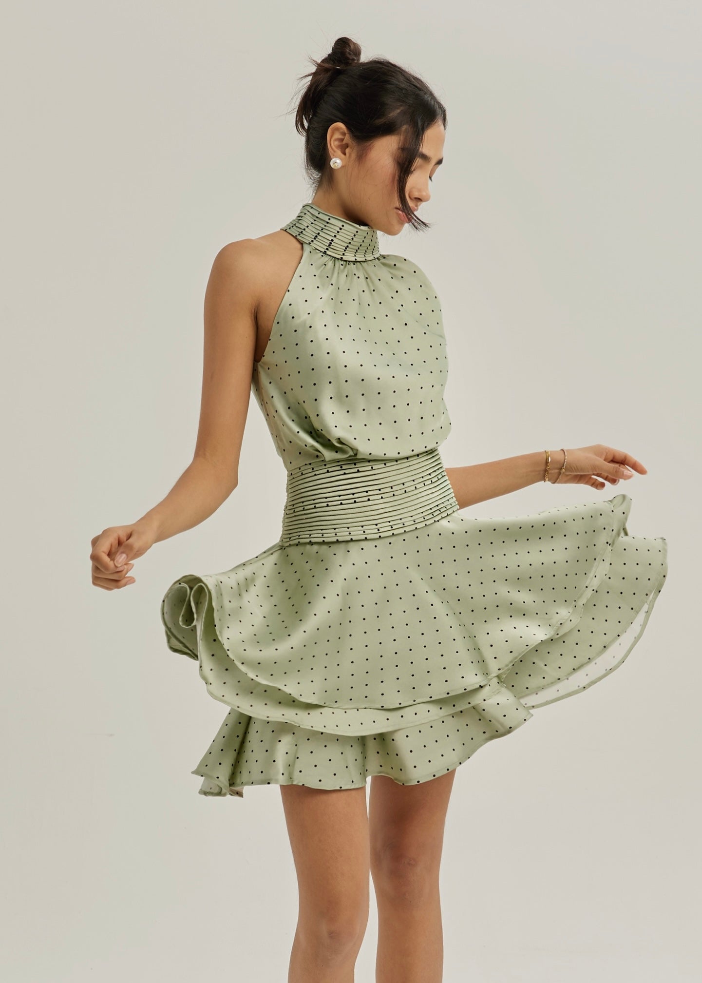 Alianna Polka Elevate Dress | Pistachio