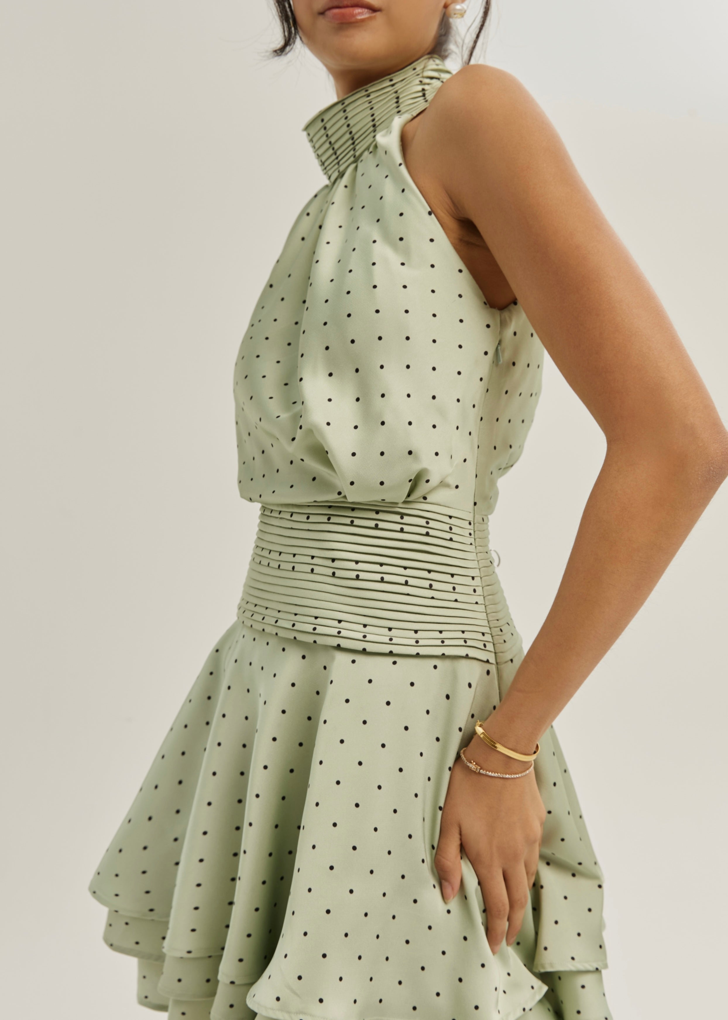 Alianna Polka Elevate Dress | Pistachio
