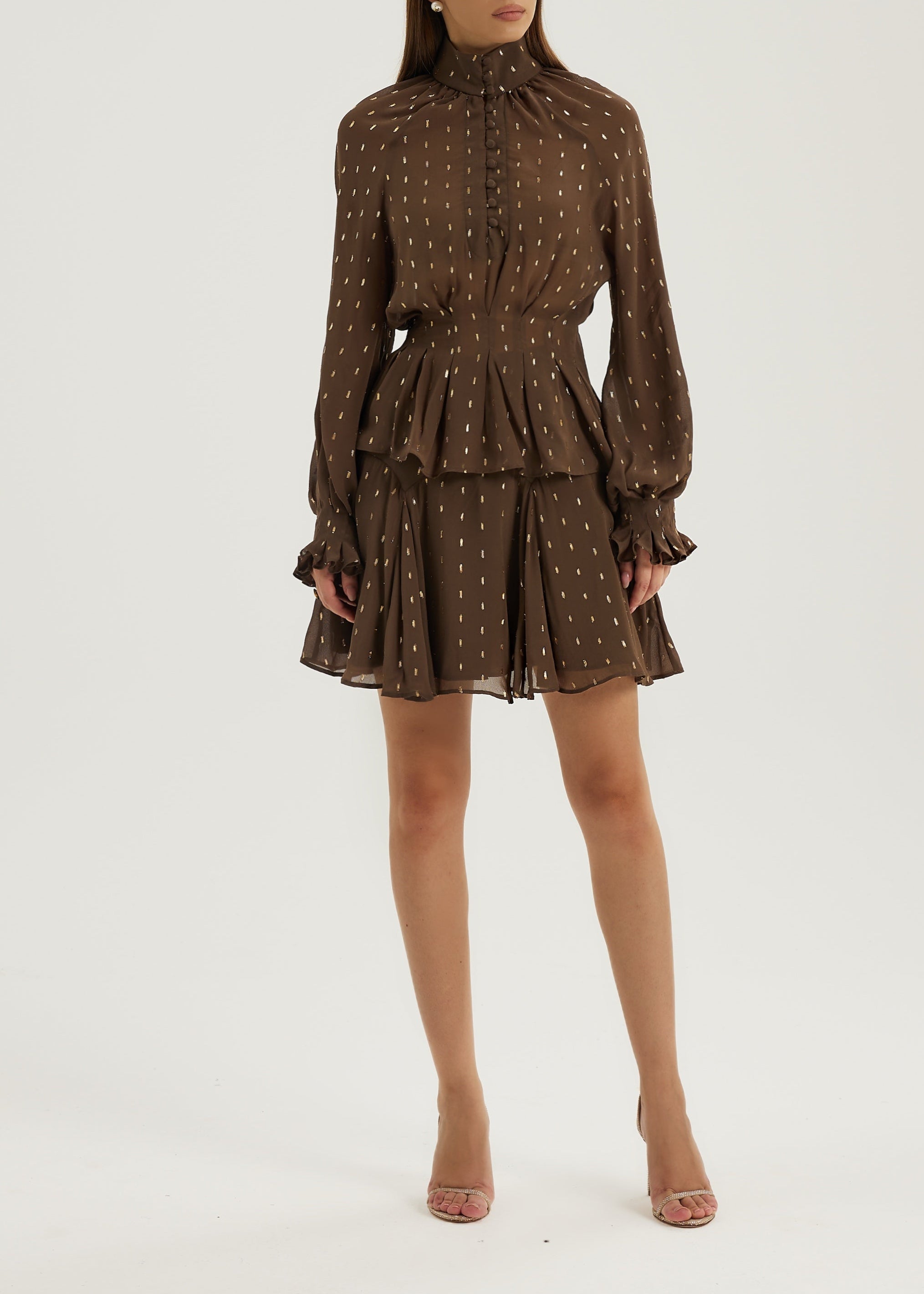 Allegra Flounce Embroidered Skirt | Mocha