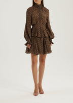 Allegra Flounce Embroidered Skirt | Mocha