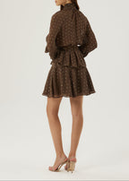 Allegra Pinch Waist Embroidered Blouse | Mocha