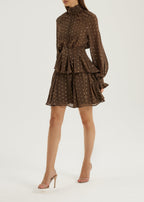 Allegra Pinch Waist Embroidered Blouse | Mocha