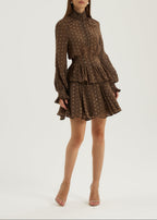 Allegra Pinch Waist Embroidered Blouse | Mocha