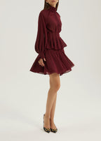 Allegra Flounce Polka Dot Skirt | Merlot/Gold