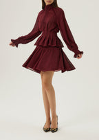 Allegra Flounce Polka Dot Skirt | Merlot/Gold