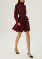 Allegra Flounce Polka Dot Skirt | Merlot/Gold