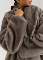 Alpina Cinch Waist Fur Coat | Smokey Quartz