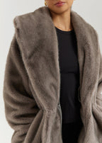Alpina Cinch Waist Fur Coat | Smokey Quartz