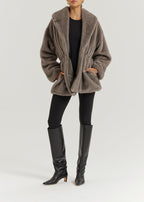 Alpina Cinch Waist Fur Coat | Smokey Quartz