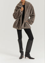 Alpina Cinch Waist Fur Coat | Smokey Quartz