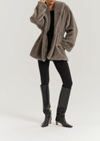 Alpina Cinch Waist Fur Coat | Smokey Quartz