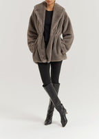 Alpina Cinch Waist Fur Coat | Smokey Quartz