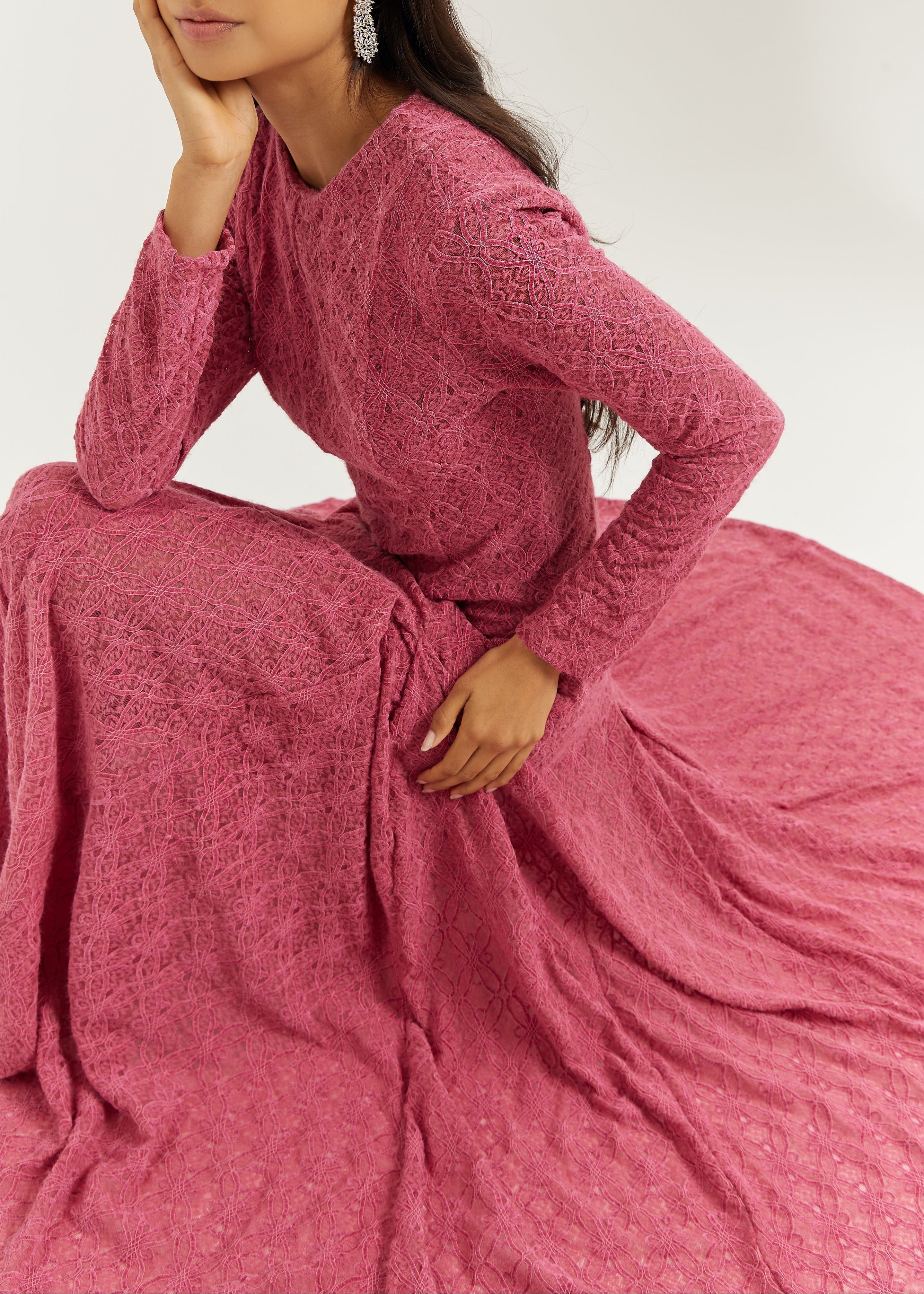 Amal Velvet & Lace Maxi Dress | Rose Pink