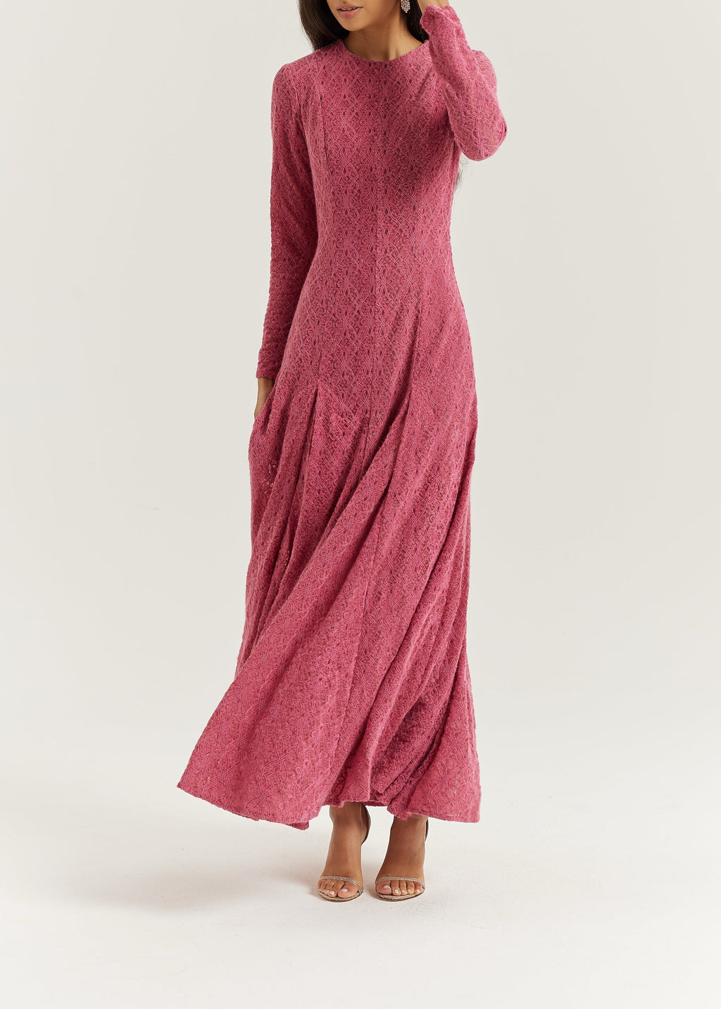 Amal Velvet & Lace Maxi Dress | Rose Pink