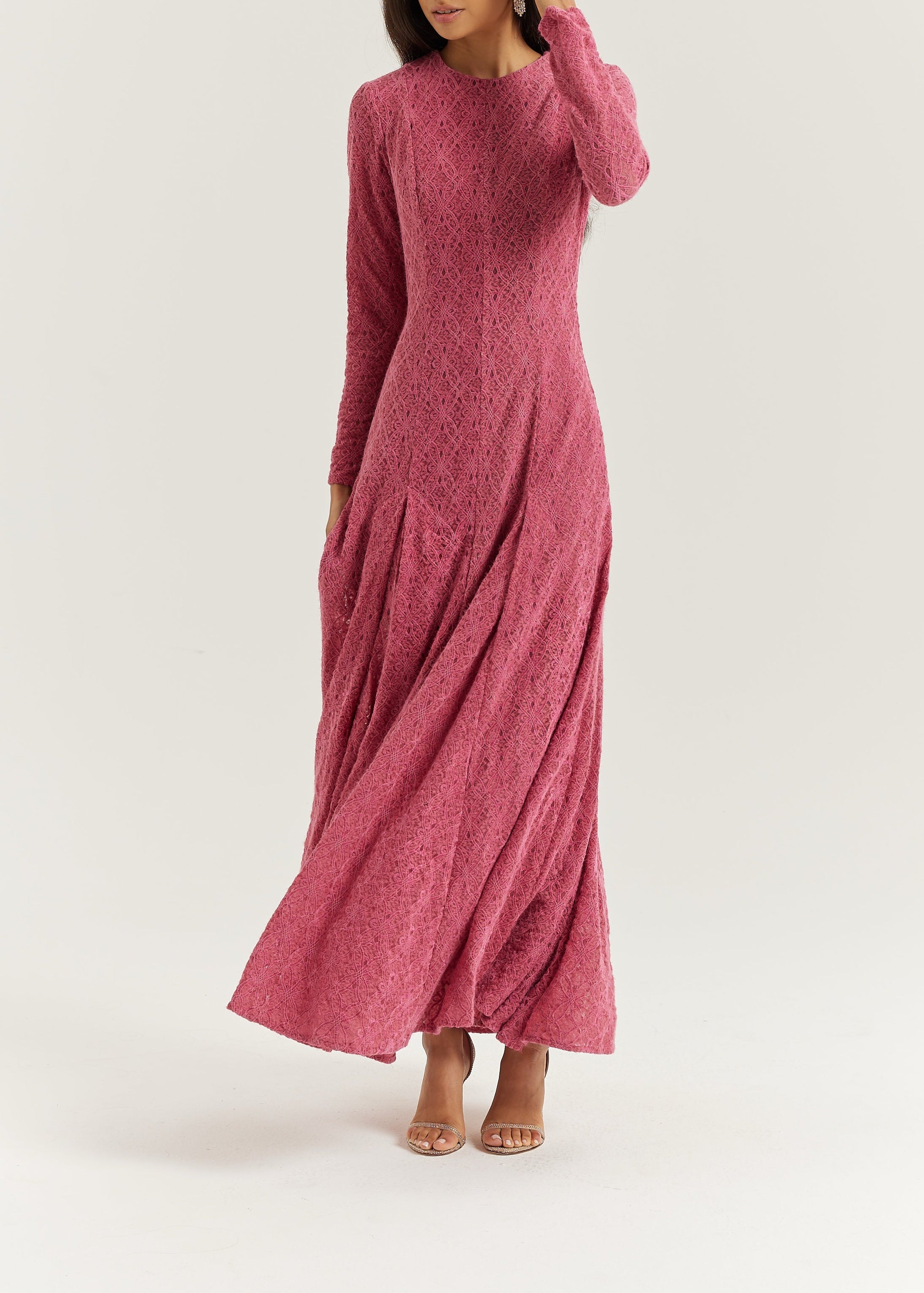 Amal Velvet & Lace Maxi Dress | Rose Pink