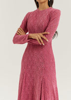 Amal Velvet & Lace Maxi Dress | Rose Pink