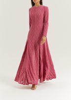 Amal Velvet & Lace Maxi Dress | Rose Pink
