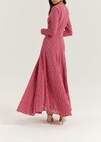 Amal Velvet & Lace Maxi Dress | Rose Pink