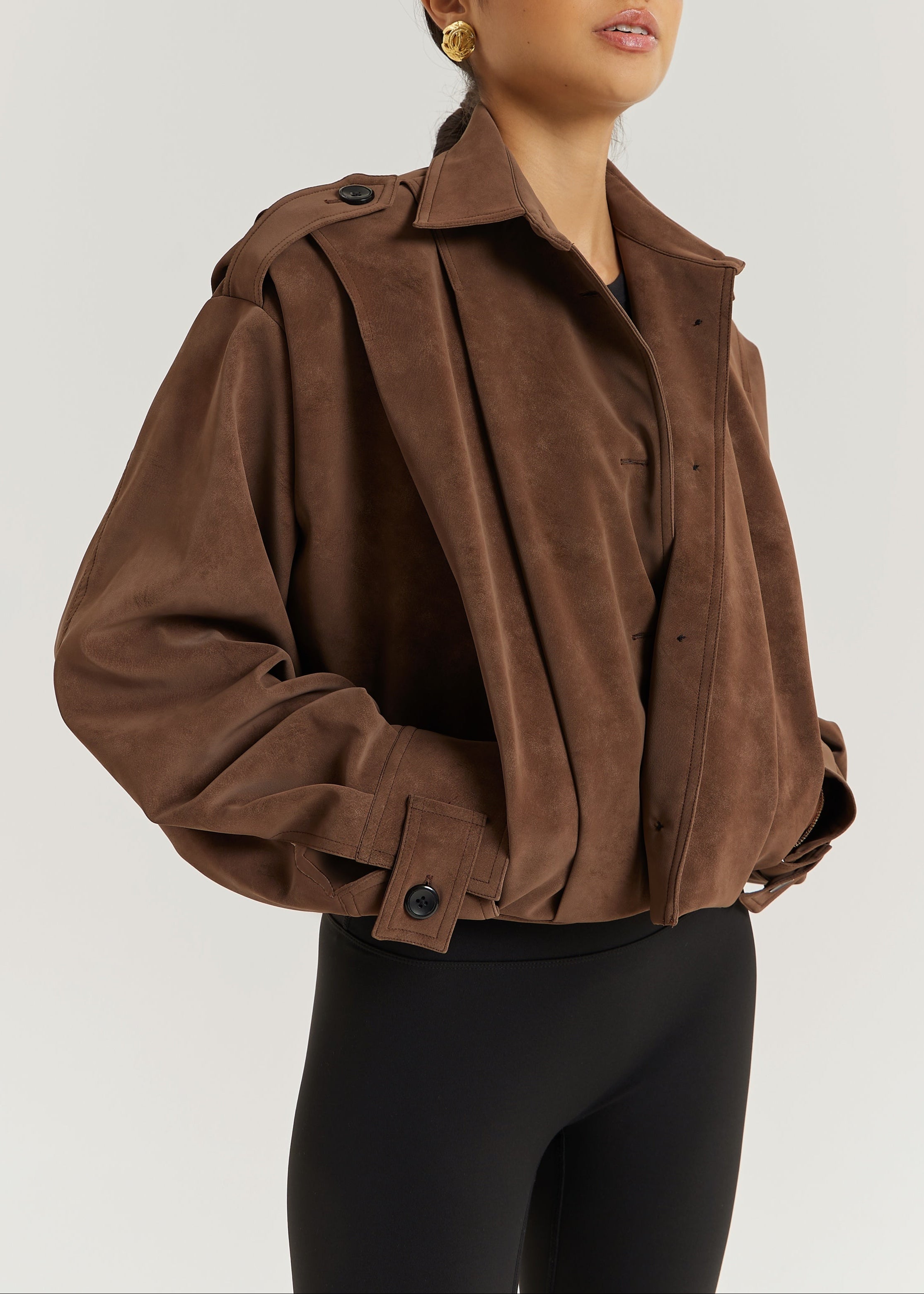 Amelia Faux Suede Jacket | Brunette Brown