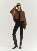 Amelia Faux Suede Jacket | Brunette Brown