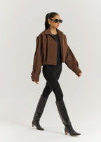 Amelia Faux Suede Jacket | Brunette Brown